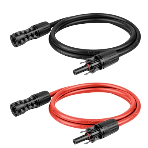 8 AWG Solar Extension Cable 3FT Black + 3FT Red, 8 Gauge Solar Panel Wire Male to Female Tinned Copper Wire for Solar Panel, Automotive, RV, Boat, Outdoors - size: 8AWG 3FT