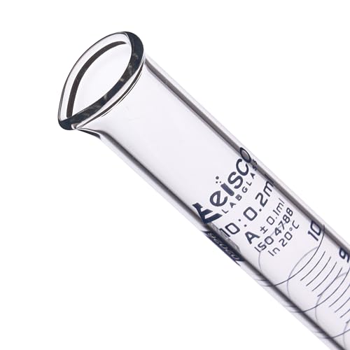 Graduated Cylinder, 10ml - Class A Tolerance ±0.10ml - Hexagonal Base - Blue Graduations - Borosilicate 3.3 Glass - Eisco Labs - size: 10mL