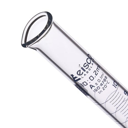 Graduated Cylinder, 10ml - Class A Tolerance ±0.10ml - Hexagonal Base - Blue Graduations - Borosilicate 3.3 Glass - Eisco Labs - size: 10mL