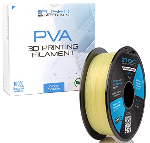 Fused Materials PVA Filament 1.75mm – Water-Soluble Support Material for 3D Printing – Compatible with Bambu Lab, Polymaker, Overture, and More – Works with PLA, PETG, Nylon, ABS – Clear & Transparent - color: Clear, 1.75mm, 1kg