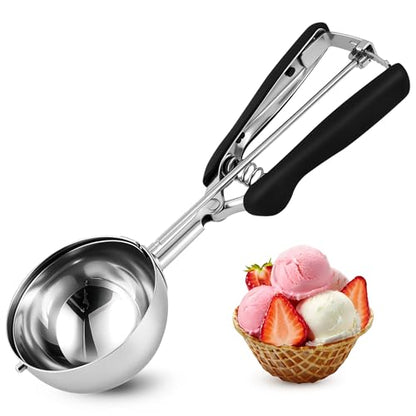 Extra Large Ice Cream Scoop 80MM, Trigger Release Stainless Steel Cookie Scoop, Portion Scoop 5.28 oz/150ml, Commercial Food Disher, for Portion Control, Cookie Dough, Cupcake Batter (10 Tablespoon) - size: 10 tbsp