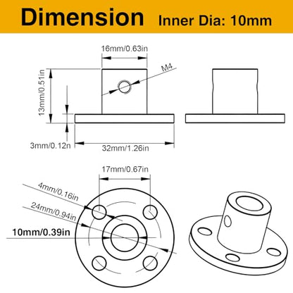 4PCS 10mm Shaft Coupler, Rigid Flange Coupling Connector - size: 10mm 4Pcs