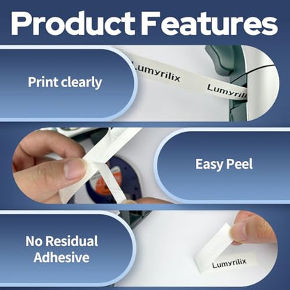 4-Pack Compatible with Dymo Label Maker Refills 91331 Plastic White Tape