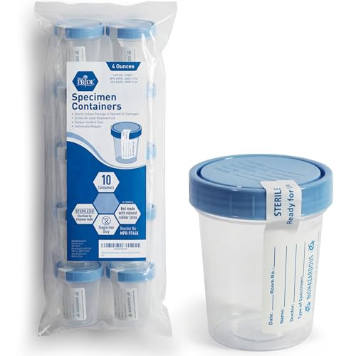 MED PRIDE Sterile Disposable Specimen Cups with Leakproof Lids,10-Pack