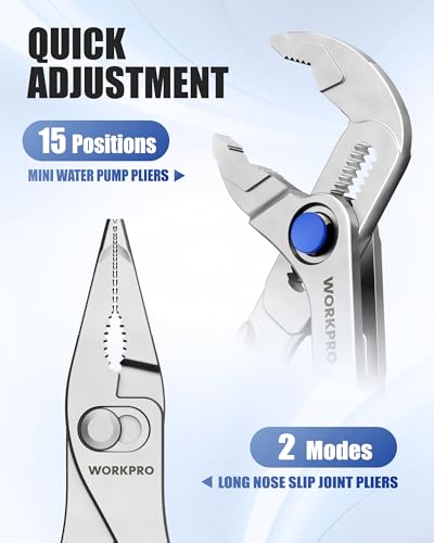 WORKPRO 2-Piece Mini Pliers Set with Pouch for Tight Spaces & Versatile Use - color: Silver