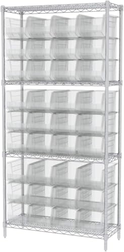 Akro-Mils 30240 AkroBins Plastic Storage Bins, 15"x8"x7", Clear, 12-Pack - color: Clear