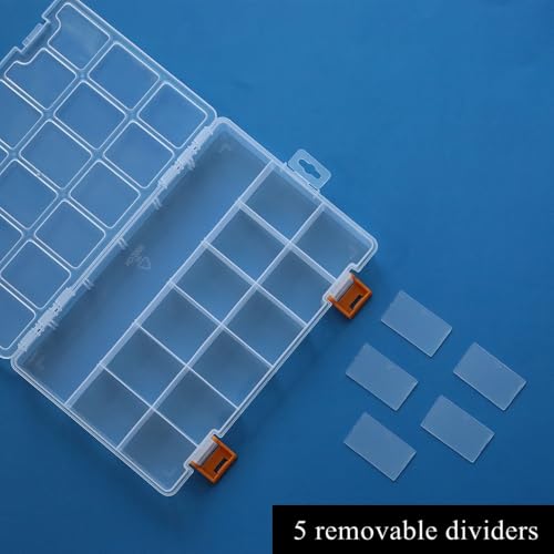 4 Pack 18 Grids Clear Plastic Storage Box with Dividers - size: 18 Grids