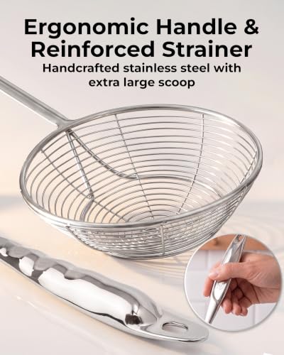 Zulay Kitchen Stainless Steel Skimmer Strainer Ladle - size: Skimmer Strainer