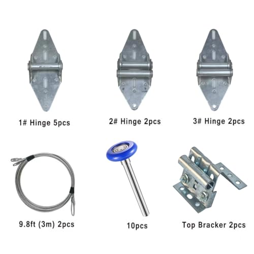 Linwnil Garage Door Rollers Hinges Set Bracket Screw Wire Rope Replacement Parts Blue Nylon Garage Door Wheels Quiet High Load 6200RS Seal Roller Hardware Tune Up Kit for 16 x 7", 18 x 7" Door