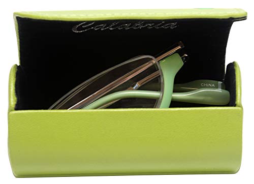 Calabria 309 Compact Folding Reading Glasses Mens Womend Trendy Semi-Rimless Foldable Pocket Readers Eyeglasses w/Hard Case - color: Lime