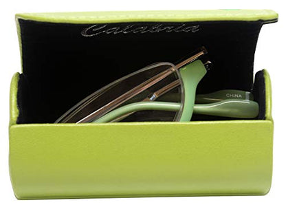 Calabria 309 Compact Folding Reading Glasses Mens Womend Trendy Semi-Rimless Foldable Pocket Readers Eyeglasses w/Hard Case - color: Lime