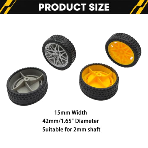 10PCS Toy Car Wheel Model Car Rubber Tire Wheel with 5PCS Metal Shaft Round Rod Axles for for DIY Model Toy RC Car Truck Robot Helicopter Replacement Parts (Silver) - color: Silver