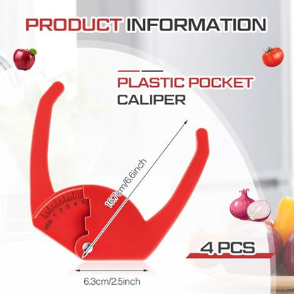 4 Pcs Plastic Pocket Caliper 7" Range Caliper Measure Tool, Red - color: Red