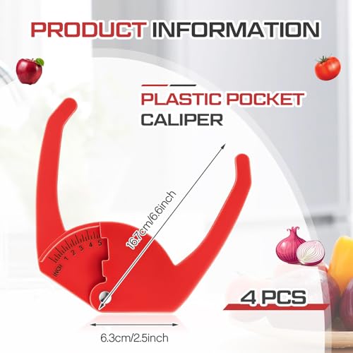 4 Pcs Plastic Pocket Caliper 7" Range Caliper Measure Tool, Red - color: Red