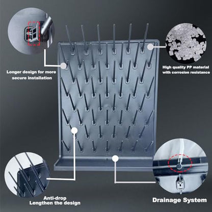Lab Drying Rack, Black, 52 Pegs, PP - color: Black, size: 52pegs