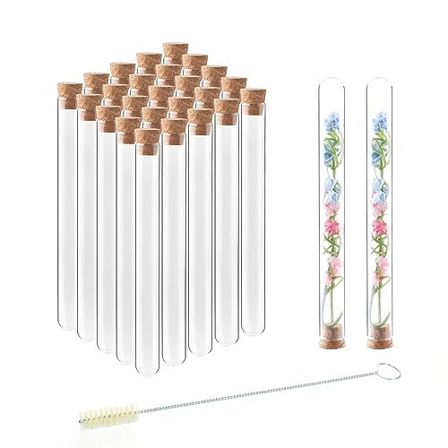 Utile 50pcs Glass Test Tubes, 3.3 Borosilicate Glass Material, 20ml Test Tubes, with Cork Stoppers and Brush, 4004.9012.50 - style: 50pcs of 16x150mm