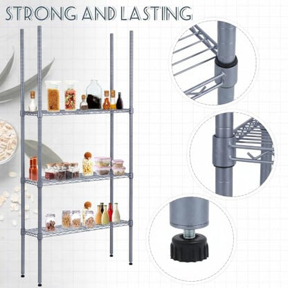 Thyle 4 Pack 74-Inch Wire Shelving Posts with 50 Clip, Chrome Steel, Gray - color: Grey, size: 74"