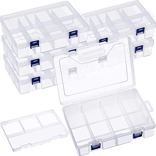 Honoson 6 Pack Fishing Tackle Box Organizer, Clear Waterproof Movable Tray