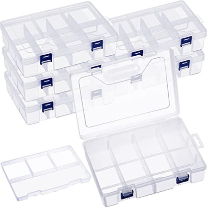 Honoson 6 Pack Fishing Tackle Box Organizer, Clear Waterproof Movable Tray