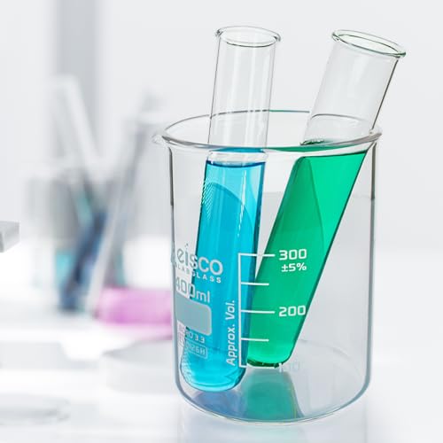 EISCO 16PK Test Tubes, 50ml - Borosilicate 3.3 Glass - 1.2mm Thick Walls, Beaded Rim - Superior Heat & Chemical Durability - 5.9" Tall, 1" Diameter