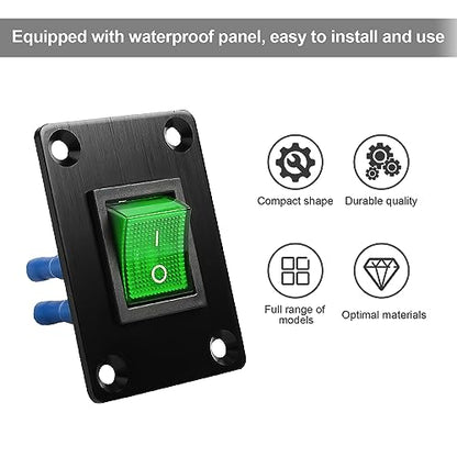 1Pcs Green LED KCD4 Boat Rocker Switch 2-Position 4-Pin DPST Panel Switch 16A 250VAC 20A 125VAC, with 6pcs FDFD2-250 Blue Terminals, CE - color: 1Pcs Green/with 6pcs FDFD2-250 Blue Terminals