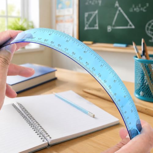 Tenare 20 Pack 12" Clear Plastic Ruler for Classroom School, Multicolor