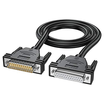 DB25 Male to Female Cable - 6FT, Double-Shielded with Foil & Metal Braid, D-SUB 25 PIN RS232 Serial Cable in Black - color: Male to Female, size: 6.6 feet