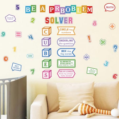 LHIUEM Mathematics Quotes Wall Decals Colorful Math Classroom Wall Sticker - color: Solver