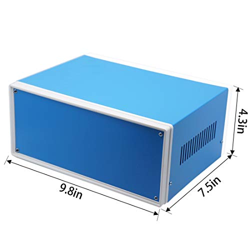 Zulkit Junction Box Blue Metal Project Box DIY Electric Enclosure Case Preventive Case Electrical Box 9.8 x 7.5 x 4.3 Inch - size: 9.8" x 7.5" x 4.3"
