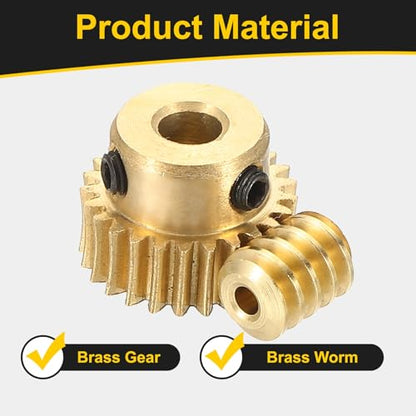 uxcell Worm Gear Set Right Rotation 25T 0.5 Module 1:25 Reduction Rate - size: Gear-4mm, Rod-1.98mm Bore, style: 0.5M-25T