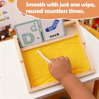 Montessori Sand Tray with Math & Alphabet Learning Cards - color: Yellow