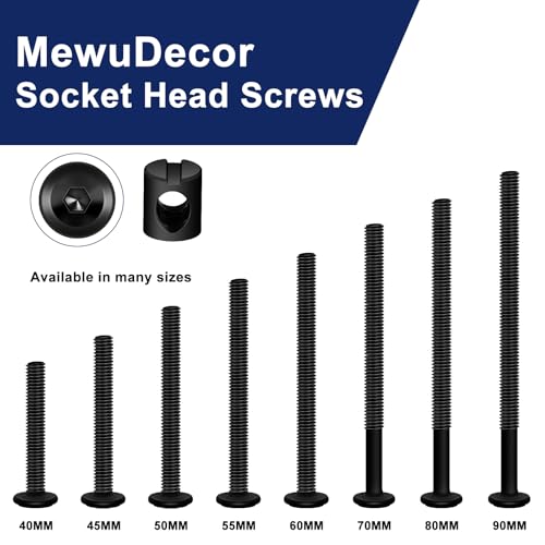M6 x 50mm Black Flat Head Socket Head Screw Furniture Bolts and Barrel Nuts, with Allen Wrench Perfect for Furniture, 10 Sets - color: Black, size: M6 x 50mm