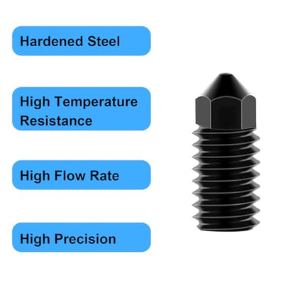 A1 Hardened Steel Nozzles 9 Pack, 0.2/0.4/0.6mm A1 Nozzle Kit Compatible with Bambu Lab A1 / A1 Mini Hotend Replacement Parts - style: 9Pcs A1/A1 Mini Hardened Steel Nozzles kit