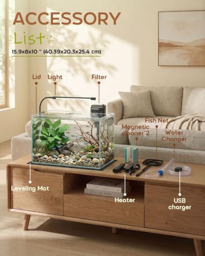 5 Gallon Glass Aquarium Starter Kit, Rimless Fish Tank - color: Transparent, size: 5 Gallon