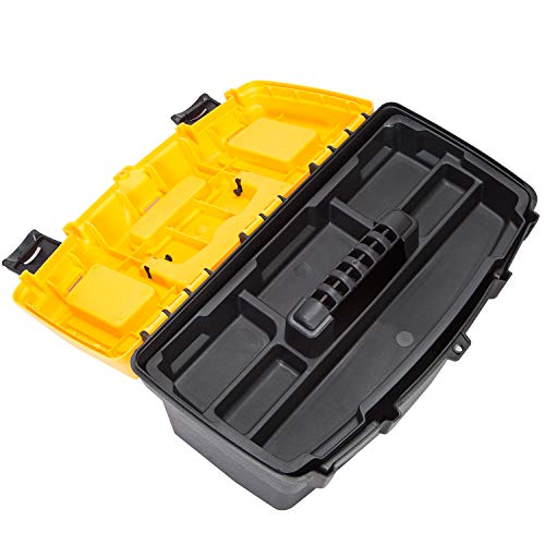 BIG RED ATRJH-3015B Torin 15.5" Plastic Storage Tool Box with Removable Tray, Black/Yellow - size: 15.5 inches