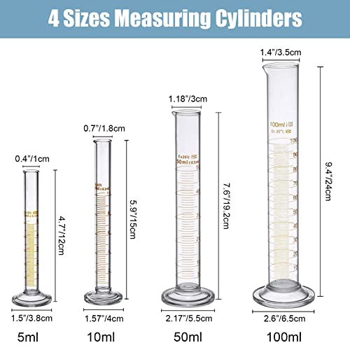 Thick Glass Graduated Cylinder & Beaker Set with Stir Rods & Brushes