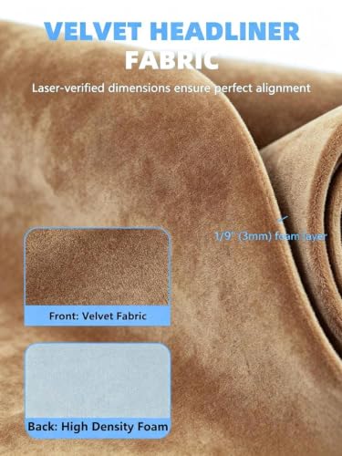 Brown Headliner Fabric Ultra-Fine Velvet - 96" L × 60" W Auto Head Liners, Fabric Tube Packaging with Foam Backing for Cars, Trucks, SUVs, RVs, Boats - Home Repair/DIY Headliner Material - color: Brown, size: 96"L×60"W