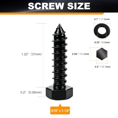 Hex Head Lag Bolts for Wood, 5/16" x 1-1/4", Lag Screws 24 PCS - size: 5/16" x 1-1/4"