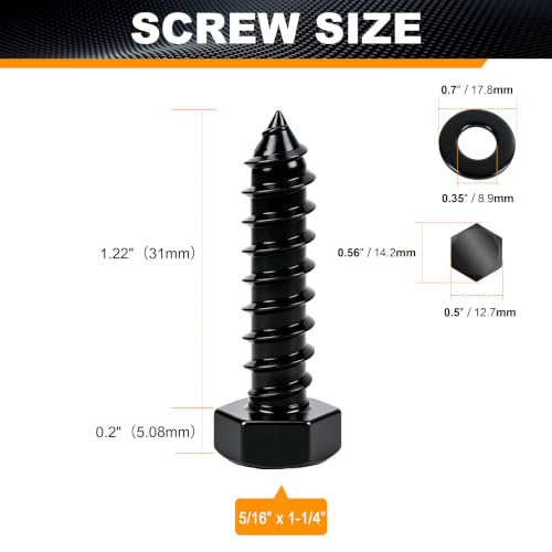 Hex Head Lag Bolts for Wood, 5/16" x 1-1/4", Lag Screws 24 PCS - size: 5/16" x 1-1/4"