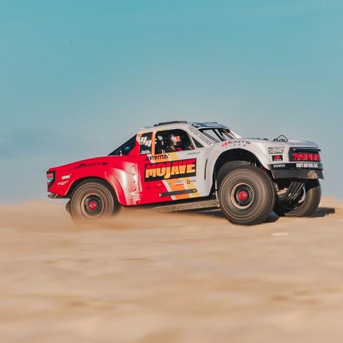 ARRMA Mojave RC Truck 4X4 4S BLX 1/8th Scale Desert Truck RTR (Battery and Charger Not Included), White/Red ARA4404T1