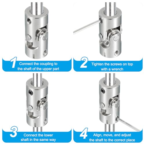 PATIKIL Rotatable Universal Steering Shaft 4mm to 6mm Inner Dia, 4 Pcs U Joint Shaft Coupling U Joints Coupler Connector Accessories with M4 Screws for Motor Model Robots - size: 4mm to 6mm