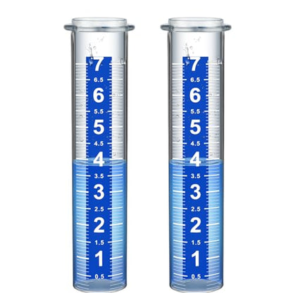 Rain Gauge Replacement Tube, 2 Plastic Accurate Rain Gauges Outdoors Best Rated, 7" Capacity Rain Gauge Tube Replacement for Yard & Garden, Water Gauge for Rain - size: 2 pcs Rain gauge tube