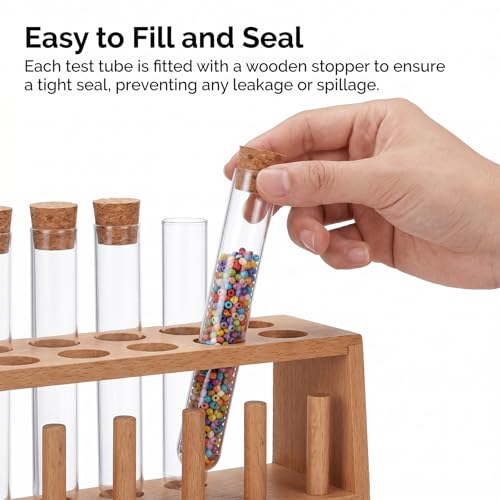 20 PCS Clear Plastic Test Tubes with Cork Stoppers, 10ml Transparent Vials Test Tube Container for Plants, Candy, Beads, DIY Decoration, Liquid Storage