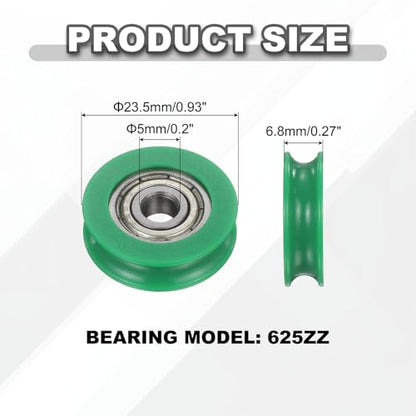 uxcell 20Pcs 625ZZ POM Pulley U-Groove Bearing, 5x23.5x6.8mm, Dark Green - color: Dark Green, size: 5x23.5x6.8mm, 625ZZ