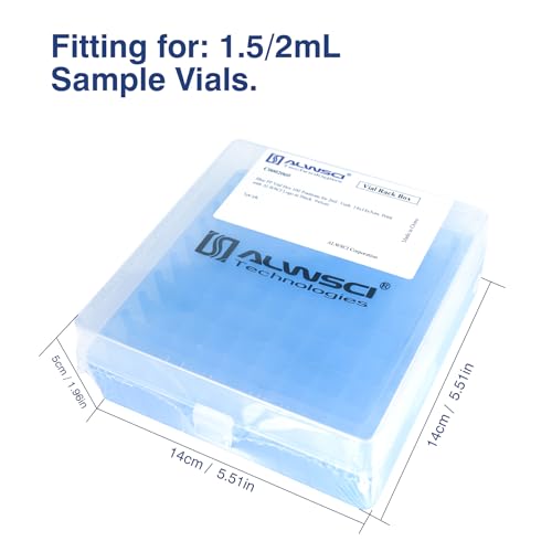 100 Well Microtube Storage Box, Blue Lockable Vial Holder Rack, 1 Pack