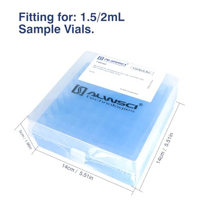 100 Well Microtube Storage Box, Blue Lockable Vial Holder Rack, 1 Pack