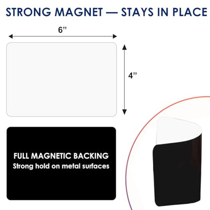Dry Erase Magnets 6x4 in, Small Magnetic Whiteboard Notes for Fridge - color: White