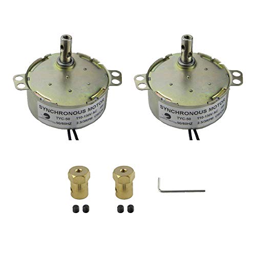 CHANCS 2PCS Turntable Motor TYC-50 110V 2.5-3RPM Synchronous Motor for DIY Cup Turner with 7mm Bore Flexible Shaft Flexible Coupling Connector TYZ49 - size: 2PCS, style: Motor + Coupling