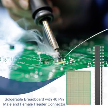 5Pcs 20x15cm PCB Prototype Board w 40-Pin Headers, Green - size: 20x15cm(2.54mm Pitch/1.5mm T)