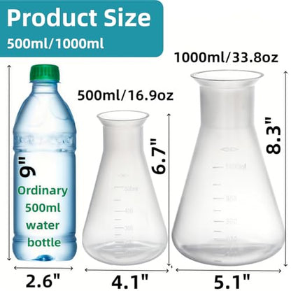 Covzoe 10 Pack Plastic Erlenmeyer Flask, Semi-Transparent